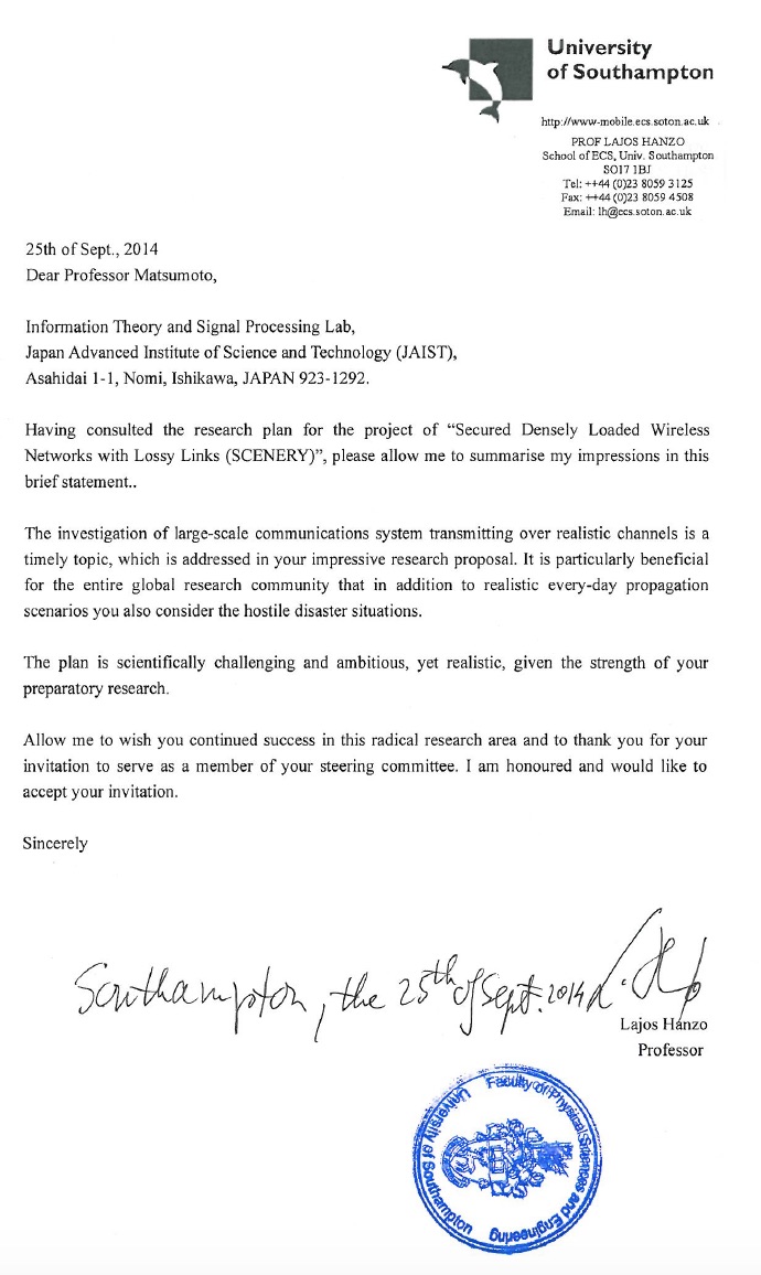 Letter of Endorsement for SCENERY Project (2015-2020)