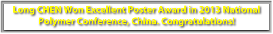 Long CHEN Won Excellent Poster Award in 2013 National Polymer Conference, China. Congratulations!