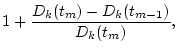 $\displaystyle \hat{{\bf {x}}}_{m\vert m}=\hat{{\bf {x}}}_{m\vert m-1}+{\bf {K}}_m({\bf {y}}_m-{\bf {H}}_m\hat{{\bf {x}}}_{m\vert m-1})$