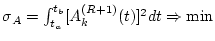 $\sigma_\theta =\int_{t_a}^{t_b} [\theta_{1k}^{(R+1)}(t)]^2dt \Rightarrow \min \qquad$